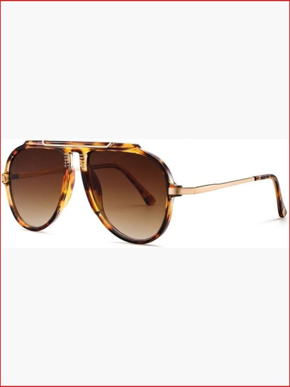 Oversized Square Aviator Sunglasses - Retro 70s Gold Metal Shades UV Protection